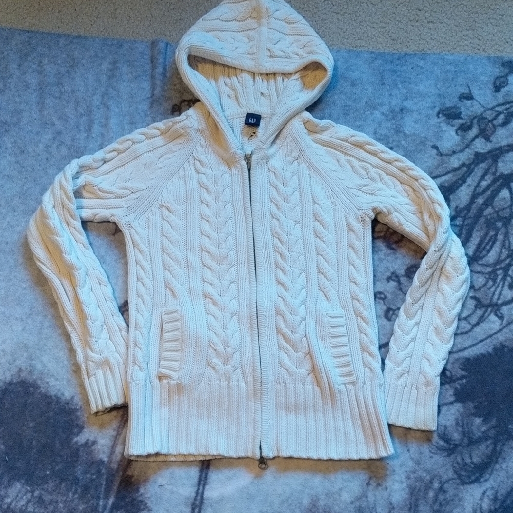 Gap White Cable Knit Hoodie